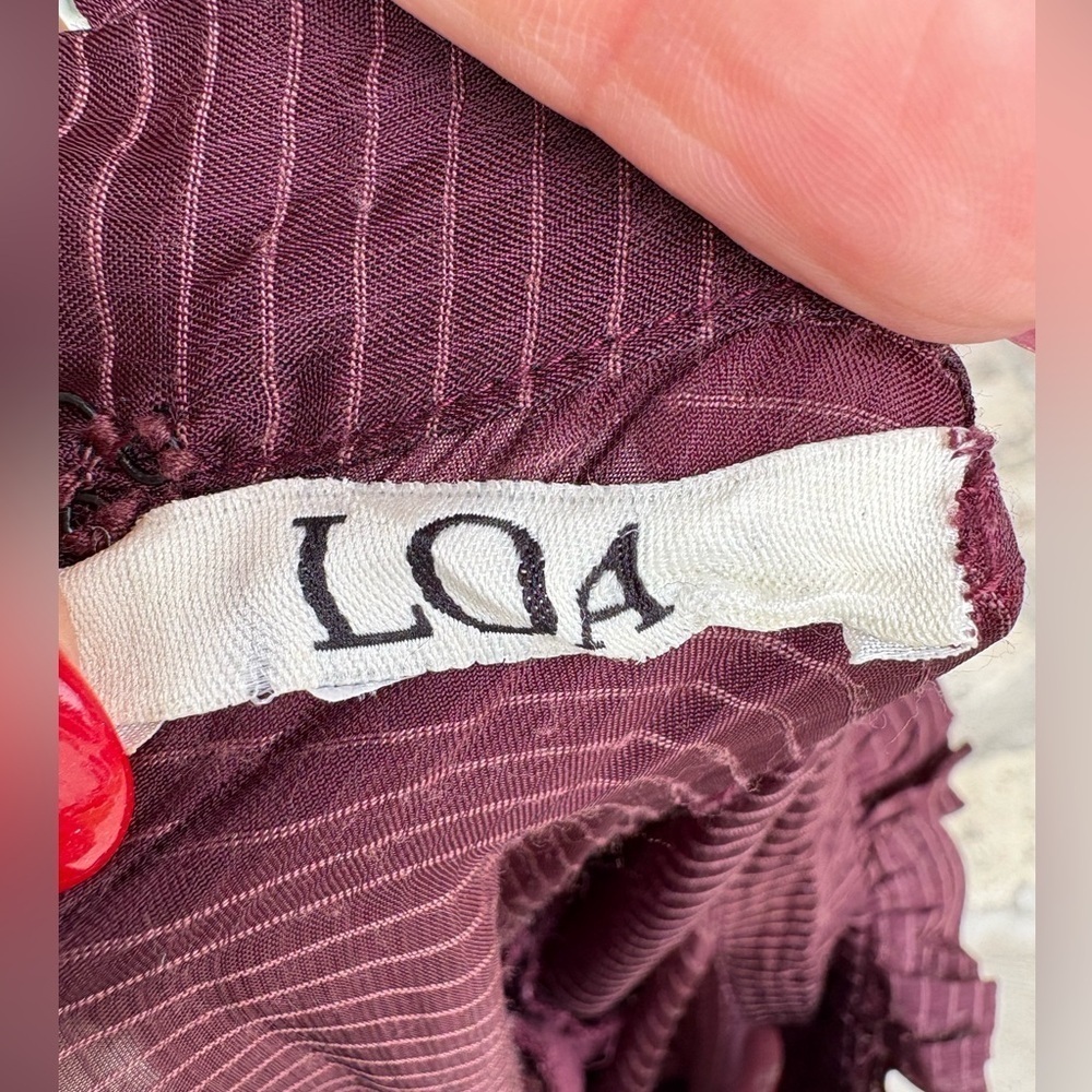 LOA women’s raffle long sleeve burgundy lightweight mini dress size 1 preloved - Picture 2 of 7